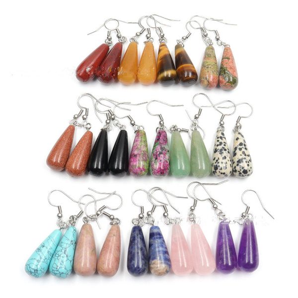 natural stone water drop stainless steel dangle earring healing reiki women crystal earrings, Silver
natural stone water drop stainless steel dangle earring healing reiki women crystal earrings, Silver