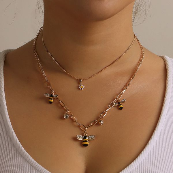 designer jewlery fashion bee flower pendant female necklace multi-layer personality temperament metal necklace designer necklaces gifts for, Silver
designer jewlery fashion bee flower pendant female necklace multi-layer personality temperament metal necklace designer necklaces gifts for, Silver