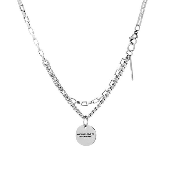 pendant necklaces personalized spliced double layer titanium steel round brand necklace hip hop retro cool style simple accessory pendant, Silver
pendant necklaces personalized spliced double layer titanium steel round brand necklace hip hop retro cool style simple accessory pendant, Silver