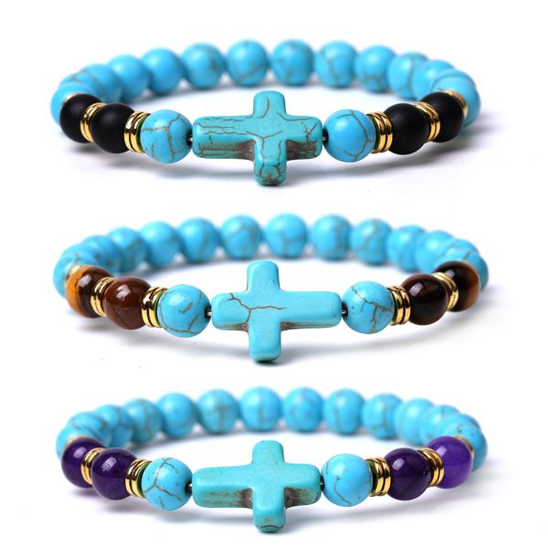 summer style cross beads bracelets classic 8mm turquoise natural stone elastic friendship bracelet beach for women men jewelry mki, Golden;silver
summer style cross beads bracelets classic 8mm turquoise natural stone elastic friendship bracelet beach for women men jewelry mki, Golden;silver