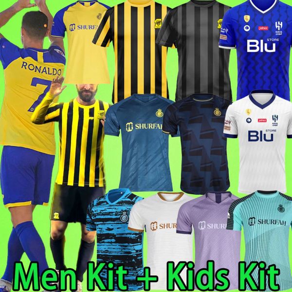 al ittihad benzema 23 24 nassr hilal fc soccer jerseys ronaldo men set kids kit al-ittihad uniform 2023 2024 cr7 football shiirt al-nassr pl, Black;yellow
al ittihad benzema 23 24 nassr hilal fc soccer jerseys ronaldo men set kids kit al-ittihad uniform 2023 2024 cr7 football shiirt al-nassr pl, Black;yellow
