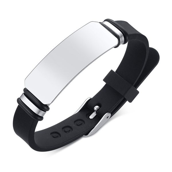 vintage stainless steel silicone bracelet for men unique bent band design adjustable size bangle letterable jewelry gift yw145bs-109, Black
vintage stainless steel silicone bracelet for men unique bent band design adjustable size bangle letterable jewelry gift yw145bs-109, Black