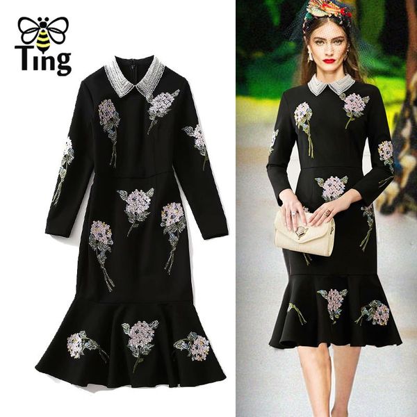 dresses tingfly women elegant flower embroidery slim mermaid party dresses spring autumn knee length casual vestidos black elbise robes, Black;gray
dresses tingfly women elegant flower embroidery slim mermaid party dresses spring autumn knee length casual vestidos black elbise robes, Black;gray