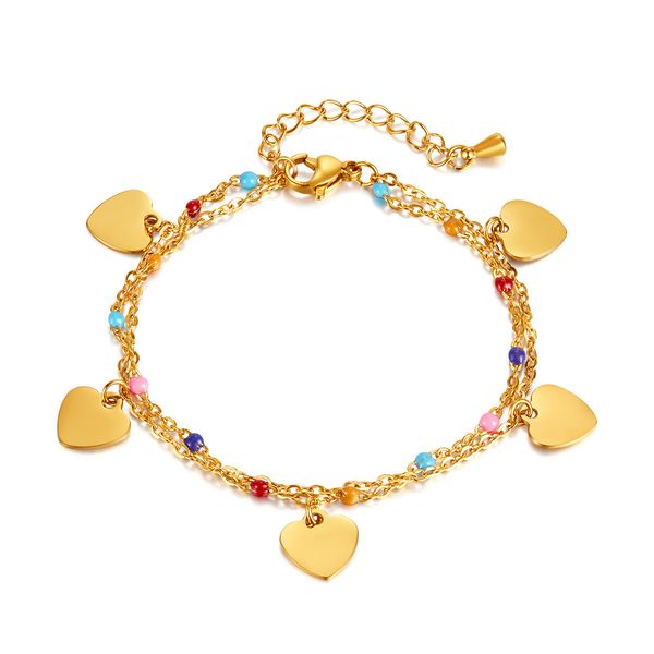 woman stainless steel love charm bracelet double layer fashion gold chain bracelets, Black
woman stainless steel love charm bracelet double layer fashion gold chain bracelets, Black