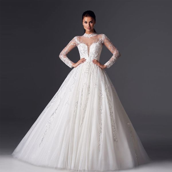 white high collar lace beads wedding dresses with long illusion sleeves back princess wedding gown a line plus size long train muslim bridal
white high collar lace beads wedding dresses with long illusion sleeves back princess wedding gown a line plus size long train muslim bridal