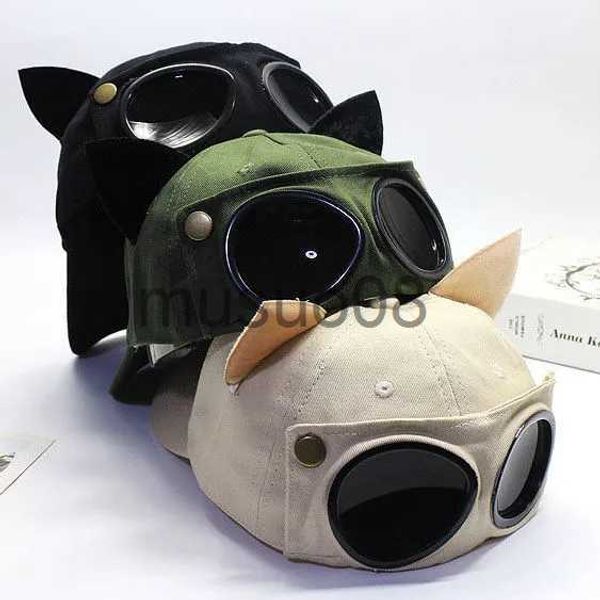 ball caps 2022 new pilot glasses baseball hat women men cat ears sun visor cap autumn and winter reverse wear snapback cap j230608, Blue;gray
ball caps 2022 new pilot glasses baseball hat women men cat ears sun visor cap autumn and winter reverse wear snapback cap j230608, Blue;gray