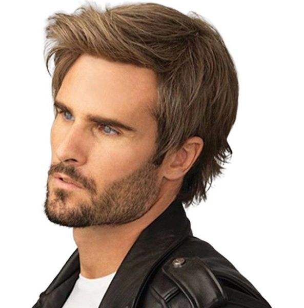 men's high temperature resistant wigs brown flip short hair variety of styles instant makeover for sophisticated and stylish look, Black
men's high temperature resistant wigs brown flip short hair variety of styles instant makeover for sophisticated and stylish look, Black