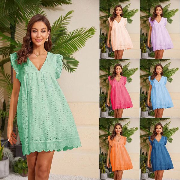women lace dress with pocket shorts v neck butterfly sleeve summer casual beach mini party dresses bikini cover up hollow lace dresses women, Black;gray
women lace dress with pocket shorts v neck butterfly sleeve summer casual beach mini party dresses bikini cover up hollow lace dresses women, Black;gray