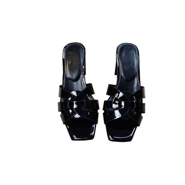 designer tribute mules in patent leather women smooth sandals beach slippers intertwining starps open-toe heel mule slides square toe sandal, Black
designer tribute mules in patent leather women smooth sandals beach slippers intertwining starps open-toe heel mule slides square toe sandal, Black