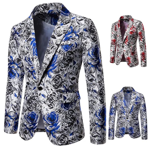 men's korean version slim fitting casual floral suit set for youth in large fashion floral suit, White;black
men's korean version slim fitting casual floral suit set for youth in large fashion floral suit, White;black
