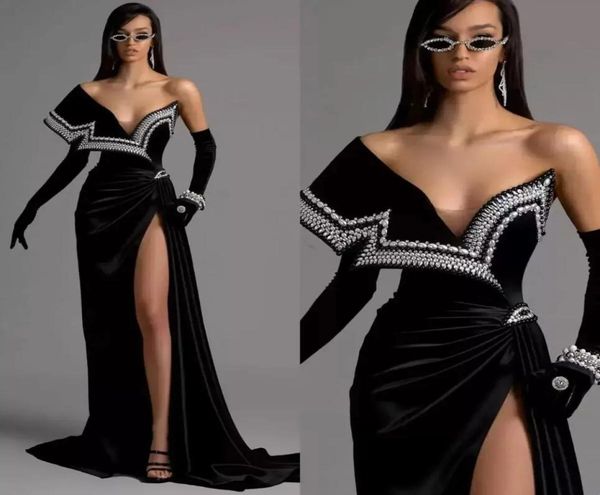 2023 black velvet evening gowns sweep train off the shoulder mermaid prom dresses high slit pearls vestidos formal cele gw02109661347
2023 black velvet evening gowns sweep train off the shoulder mermaid prom dresses high slit pearls vestidos formal cele gw02109661347