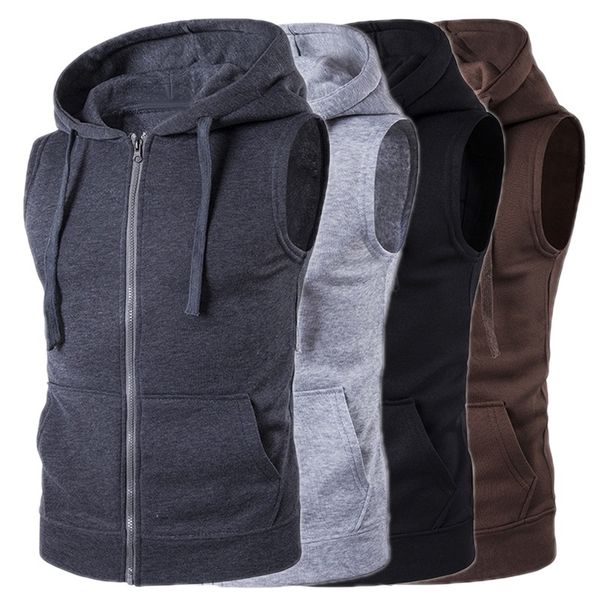 men's fashion tank sleeveless hoodie vest slim fit zipper sweatshirts sport tracksuit clothing, Black
men's fashion tank sleeveless hoodie vest slim fit zipper sweatshirts sport tracksuit clothing, Black