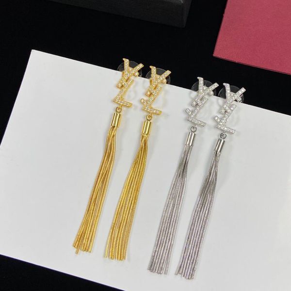 women designer stud earrings with diamonds tassel luxury style extravagant brass engagement earring, Golden;silver
women designer stud earrings with diamonds tassel luxury style extravagant brass engagement earring, Golden;silver