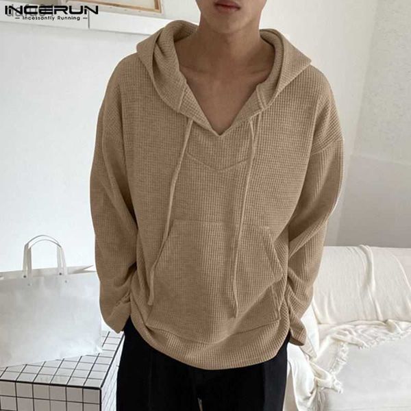 incerun men hoodies solid color hooded v neck loose long sleeve pockets sweatshirts streetwear 2023 casual thin pullovers s-5xl l230520, Black 
incerun men hoodies solid color hooded v neck loose long sleeve pockets sweatshirts streetwear 2023 casual thin pullovers s-5xl l230520, Black