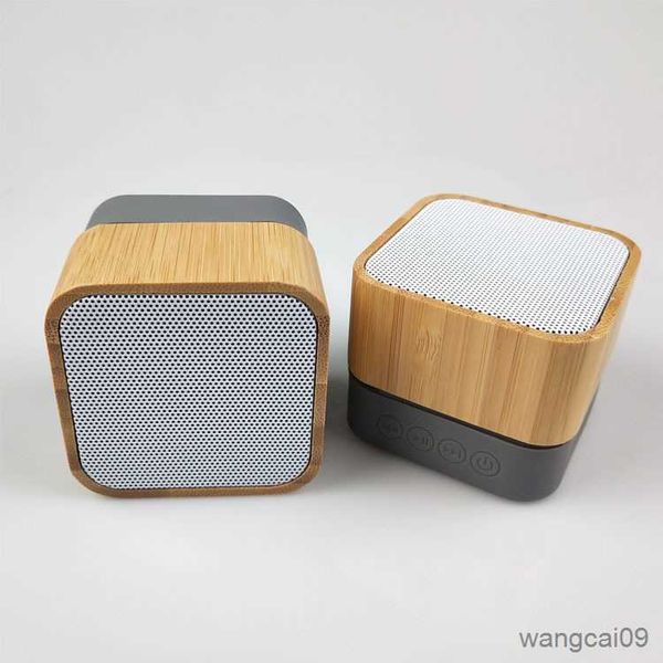 Image of Portable Speakers bamboo speaker solid wood small square Bluetooth speaker with lighting function R230608
