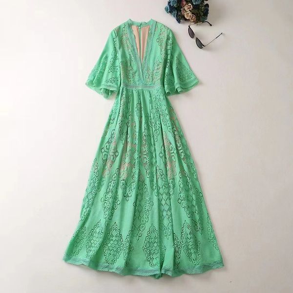 european and american women's clothes 2023 summer new five-point sleeve v-neck fashion green hollowed out pleated dress xxl, Black;gray
european and american women's clothes 2023 summer new five-point sleeve v-neck fashion green hollowed out pleated dress xxl, Black;gray
