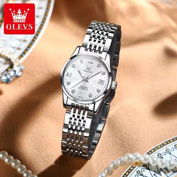 women's watch fully automatic mechanical diamond inlaid roman scale women's watch 26mm watch, Slivery;brown
women's watch fully automatic mechanical diamond inlaid roman scale women's watch 26mm watch, Slivery;brown