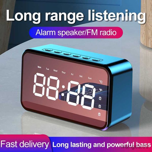 Image of Portable Speakers Portable Bluetooth Speaker Plug-in High Sound Quality Alarm Clock Wireless Bluetooth Home Speaker Led Clock Home Theater R230608