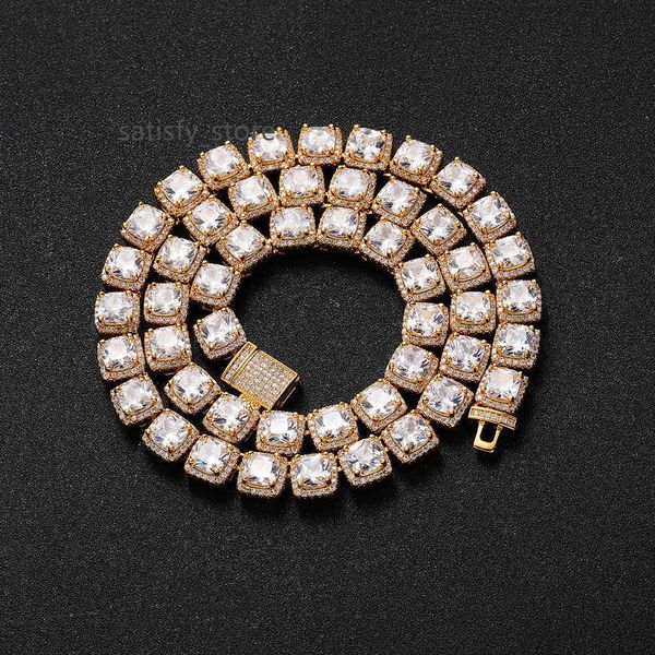 10mm 18k solid jewelry big diamond women square tennis chain prong zircon necklace, Silver
10mm 18k solid jewelry big diamond women square tennis chain prong zircon necklace, Silver