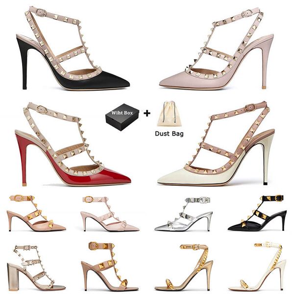 with box designer high heels sandals rockstud stud women lady luxury stiletto style peep-toe pointed toes heel luxury office loafers, Black
with box designer high heels sandals rockstud stud women lady luxury stiletto style peep-toe pointed toes heel luxury office loafers, Black
