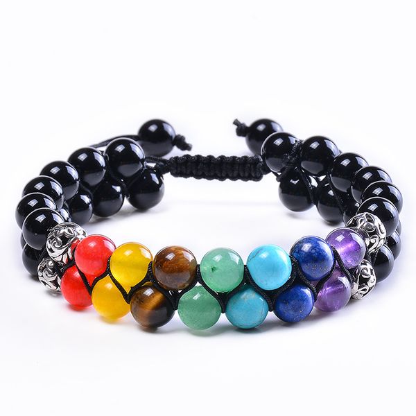 wholesale 8mm 7 chakra reiki healing crystal gemstone bracelet hand woven double layer adjustable beaded lava agate bracelets, Black
wholesale 8mm 7 chakra reiki healing crystal gemstone bracelet hand woven double layer adjustable beaded lava agate bracelets, Black