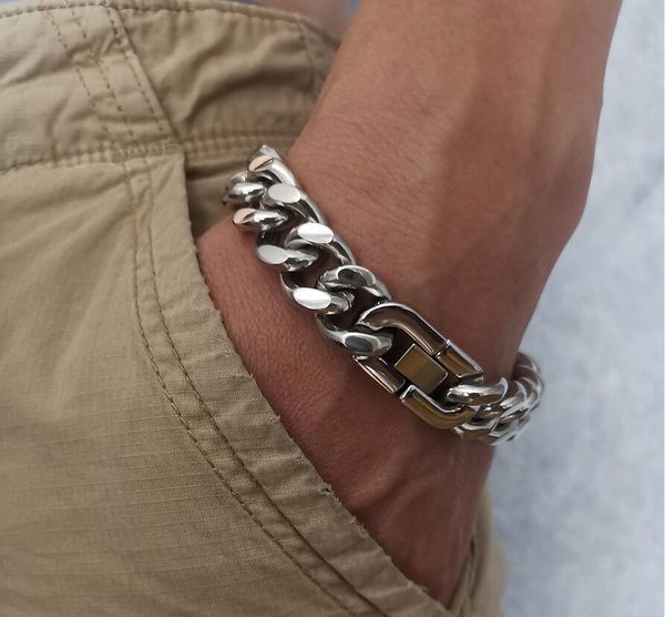 chunky miami cuban chain stainless steel bracelet bangle for mens cool jewelry 15mm 9inch for xmas gifts, Black
chunky miami cuban chain stainless steel bracelet bangle for mens cool jewelry 15mm 9inch for xmas gifts, Black