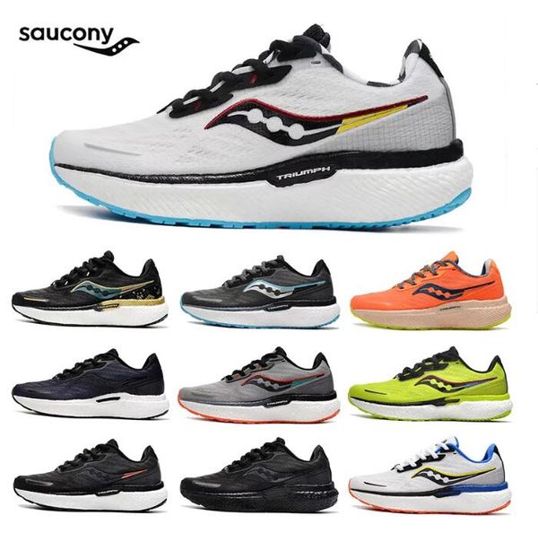 

designer saucony triumph 19 mens running shoes black white green lightweight shock absorption breathable men women trainer sports sneakers