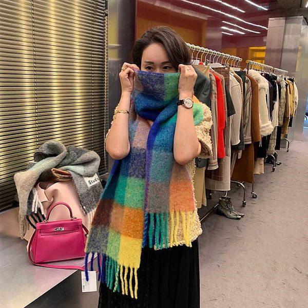 scarves ac brand rainbow mohair wool shawl plaid fashion women men wool shawl lady luxury scarves, Blue;gray
scarves ac brand rainbow mohair wool shawl plaid fashion women men wool shawl lady luxury scarves, Blue;gray