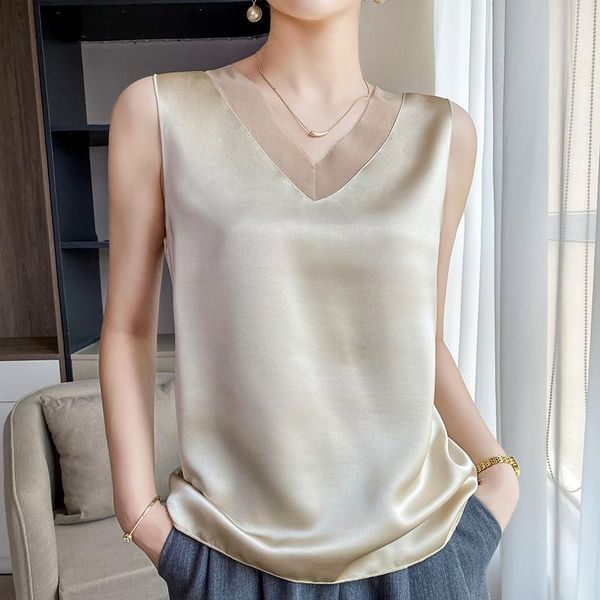 tanks 2022 new summer silk camisole ladies satin vneck mulberry silk suspenders thin sleeveless inside tshirt and bottoming vest, Black;white
tanks 2022 new summer silk camisole ladies satin vneck mulberry silk suspenders thin sleeveless inside tshirt and bottoming vest, Black;white