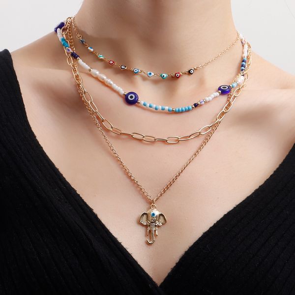 bohemian street saesthetically multi-layered heart-shaped devil's eye like nose beads necklace woman designer jewlery fashion necklace, Silver
bohemian street saesthetically multi-layered heart-shaped devil's eye like nose beads necklace woman designer jewlery fashion necklace, Silver