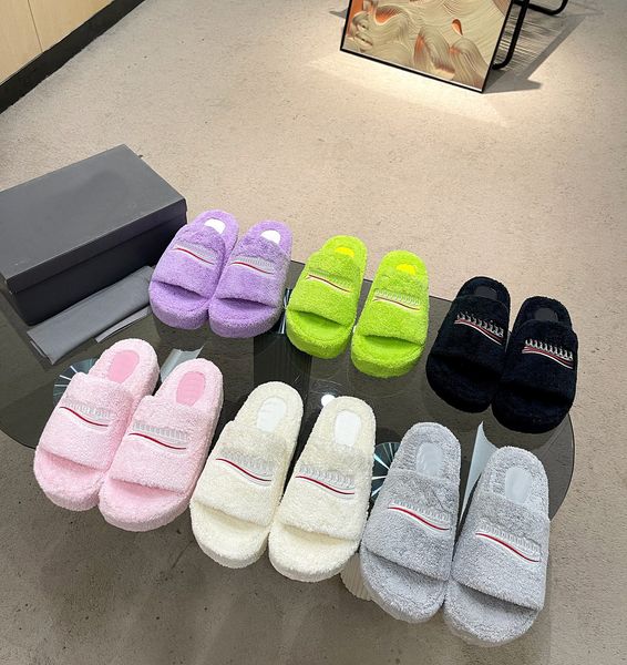 chunky slide sandals designer women furry platform rubber slippers green pink white quality slides size 35-41, Black
chunky slide sandals designer women furry platform rubber slippers green pink white quality slides size 35-41, Black