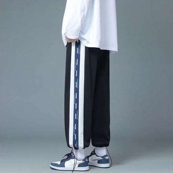 pants casual pants men's new summer blue strip splicing foot binding and drawcord fashion trend spot wholesale youth sports pants, Black
pants casual pants men's new summer blue strip splicing foot binding and drawcord fashion trend spot wholesale youth sports pants, Black