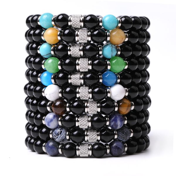 summer style black beads bracelets classic 8mm natural stone elastic friendship bracelet beach for women men lover jewelry mki, Golden;silver
summer style black beads bracelets classic 8mm natural stone elastic friendship bracelet beach for women men lover jewelry mki, Golden;silver