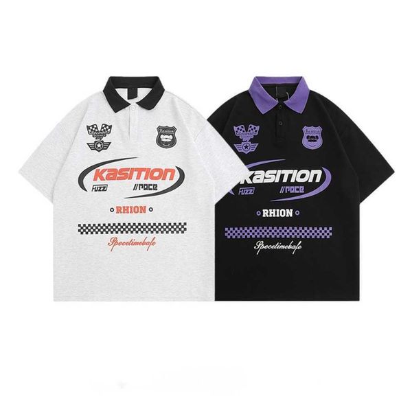 men's hip hop street letter printing polo collar men's fashion brand loose short sleeve t-shirt for men and women, White;black
men's hip hop street letter printing polo collar men's fashion brand loose short sleeve t-shirt for men and women, White;black