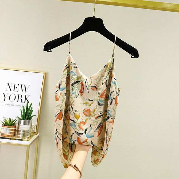 t-shirt colorful print silk satin spaghetti strap tank women 2021 summer chic design halter vest bottom base wear femme elegant, White
t-shirt colorful print silk satin spaghetti strap tank women 2021 summer chic design halter vest bottom base wear femme elegant, White