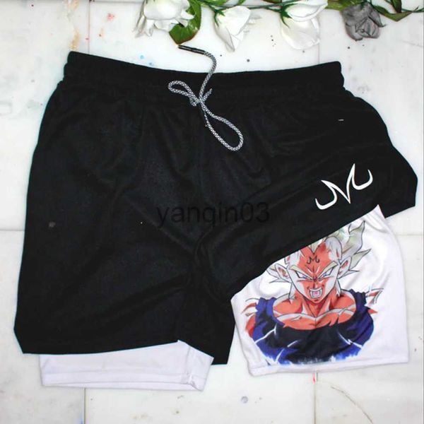 Image of Men&#039;s Shorts Manga Print Mens Running Shorts Mesh Quick Dry Anime Gym Shorts 2 In1 Double Deck Performance Fitness Workout Sports Short Pants J230608