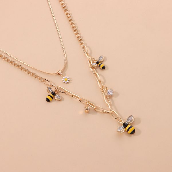 designer jewlery fashion bee flower pendant female necklace multi-layer personality temperament metal necklace pendant necklace female trend, Silver
designer jewlery fashion bee flower pendant female necklace multi-layer personality temperament metal necklace pendant necklace female trend, Silver