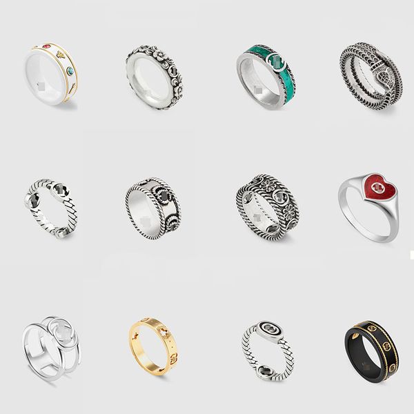 popular gu retro color interlocking men women enamelled individual ceramics rings designer luxury jewelry, Silver
popular gu retro color interlocking men women enamelled individual ceramics rings designer luxury jewelry, Silver