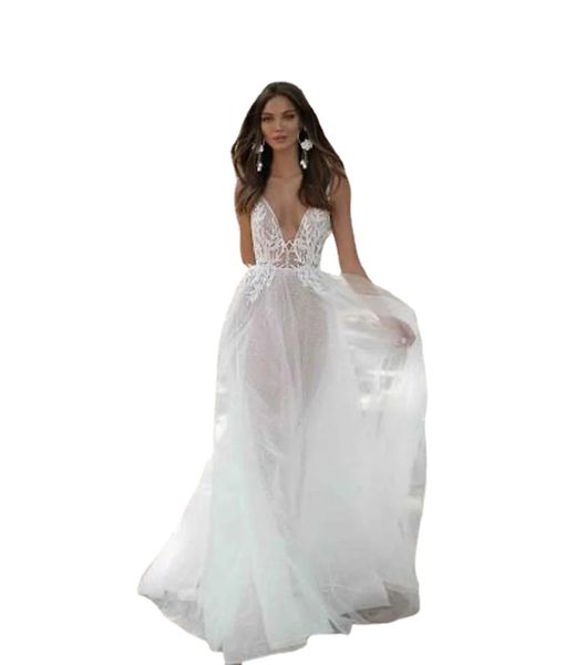 country bohemian wedding dresses spaghetti v-neck backless lace tulle bridal gowns breta boho wedding dress vestidos de novia, White
country bohemian wedding dresses spaghetti v-neck backless lace tulle bridal gowns breta boho wedding dress vestidos de novia, White