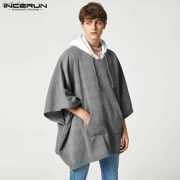 men irregular hoodies patchwork hooded pockets streetwear loose cloak sweatshirts men 2023 fashion leisure ponchos s-5xl incerun l230520, Black
men irregular hoodies patchwork hooded pockets streetwear loose cloak sweatshirts men 2023 fashion leisure ponchos s-5xl incerun l230520, Black