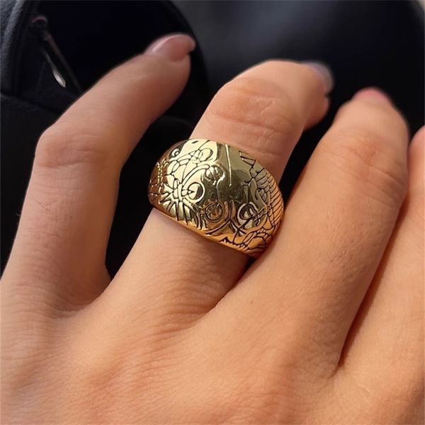 french vintage black gold printed ring for women exaggerated personality fashion light luxury niche charm jewelry accessories, Silver
french vintage black gold printed ring for women exaggerated personality fashion light luxury niche charm jewelry accessories, Silver
