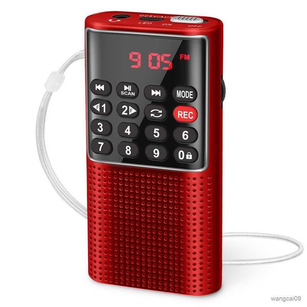 Image of Portable Speakers Portable Pocket Radio Handheld Walkman Radios with Recorder Rechargeable Battery For Walkman Go Hiking R230608