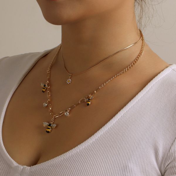 designer jewlery fashion bee flower pendant female necklace multi-layer personality temperament metal necklace pendant necklace female trend, Silver
designer jewlery fashion bee flower pendant female necklace multi-layer personality temperament metal necklace pendant necklace female trend, Silver