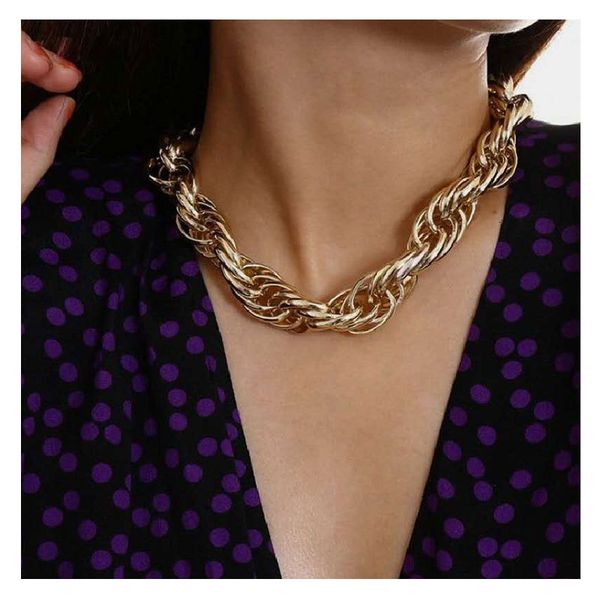 gold necklace european and american creative fashion retro punk style thick chain collarbone chain, Silver
gold necklace european and american creative fashion retro punk style thick chain collarbone chain, Silver