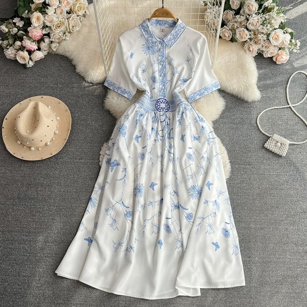 high grade and ladylike temperament short sleeved lapel with waistband slim a-line printed shirt dress elegant large swing long skirt, Black;gray
high grade and ladylike temperament short sleeved lapel with waistband slim a-line printed shirt dress elegant large swing long skirt, Black;gray