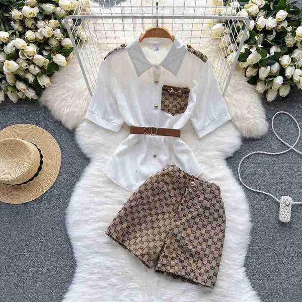 women's two piece pants designer summer womens tracksuits suit hy0169 sweet foreign style aging french lapel waist narrow short sleeved, White
women's two piece pants designer summer womens tracksuits suit hy0169 sweet foreign style aging french lapel waist narrow short sleeved, White