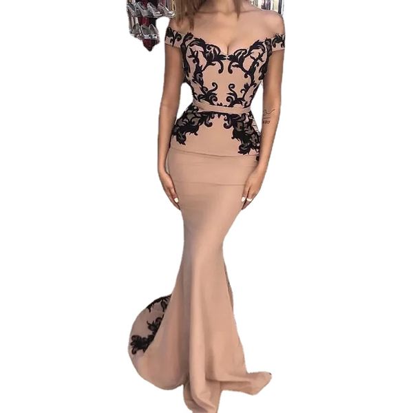 champagne mermaid evening dress black lace appliques off the shoulder floor length prom dresses long formal party gowns, Black;red
champagne mermaid evening dress black lace appliques off the shoulder floor length prom dresses long formal party gowns, Black;red