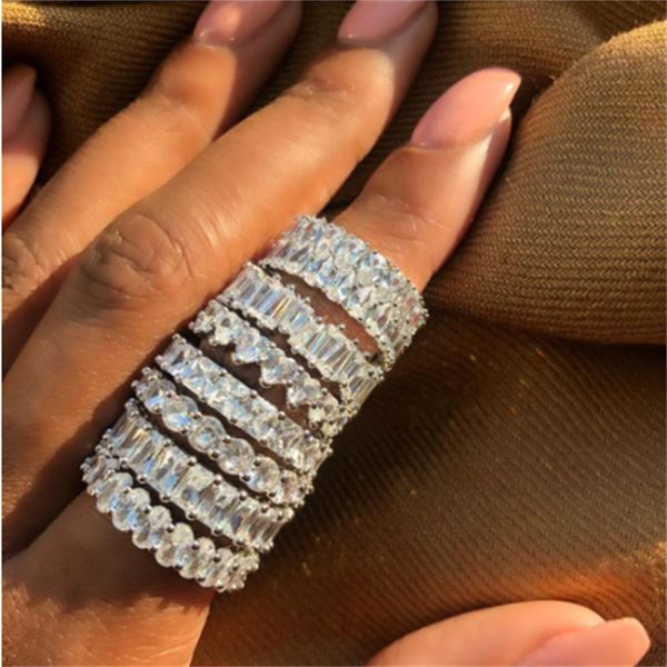 vecalon eternity promise ring 925 sterling silver 3 rows pave aaaaa cz statement wedding band rings for women men fine jewelry, Slivery;golden
vecalon eternity promise ring 925 sterling silver 3 rows pave aaaaa cz statement wedding band rings for women men fine jewelry, Slivery;golden