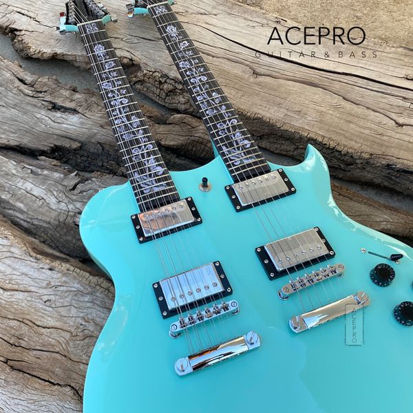 acepro sky blue double neck electric guitar with basswood body carved abalone custom stem inlay chrome hardware high quality
acepro sky blue double neck electric guitar with basswood body carved abalone custom stem inlay chrome hardware high quality