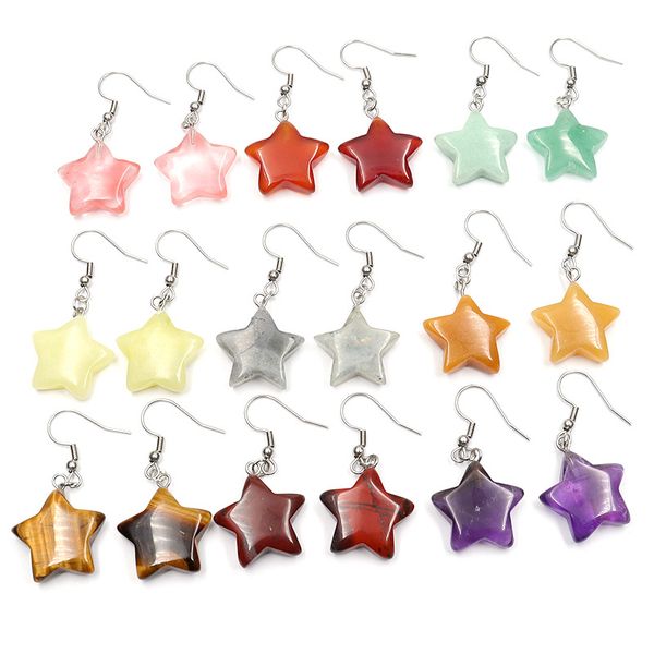 natural stone star earrings for women amethys tiger eye rose quartz dangle lady earrings jewelry, Silver
natural stone star earrings for women amethys tiger eye rose quartz dangle lady earrings jewelry, Silver